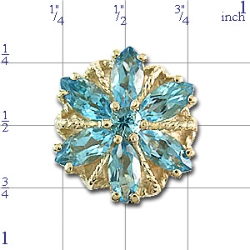 A3002 14K SLIDE WITH BLUE TOPAZ MARQUISE IN A FLOWER DESIGN 